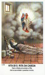 13Xsa-30-77 Vita di S. Santa RITA DA CASCIA ANNUNCIO DI GESU' E MARIA Santino Holy card